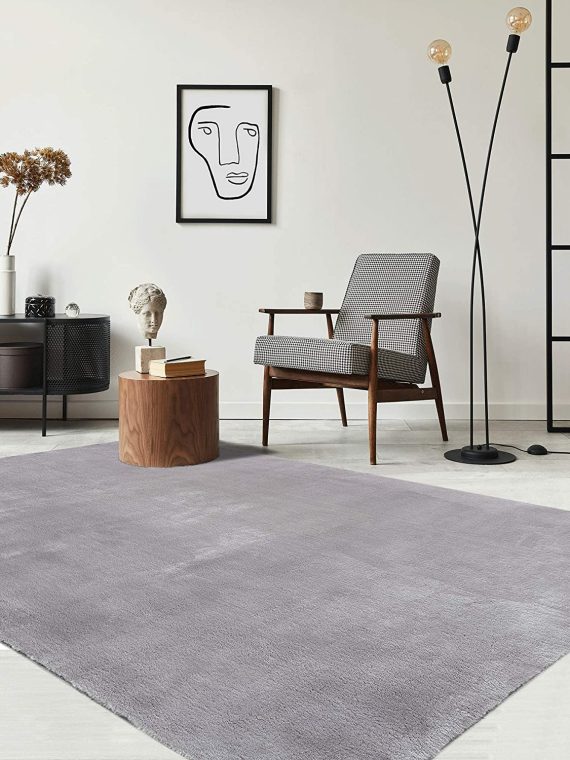 Relax Modern Fluffy Short Pile Rug, Non-Slip Underside, Washable up to 30 Degrees, Super Soft, Fur Look, Grey, 160 x 230 cm
